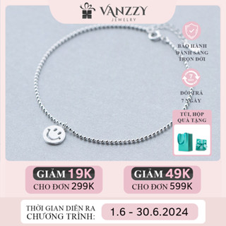  Lắc chân nữ bạc S925 thương hiệu VANZZY JEWELRY vòng cổ chân bạc họa tiết mặt cười S0794 