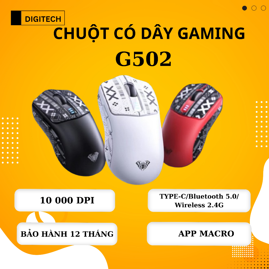 Chuột gaming không dây Aula SC580 Kết nối 3 Mode, 10000DPI có app macro- Hàng Chính Hãng bảo hành 12