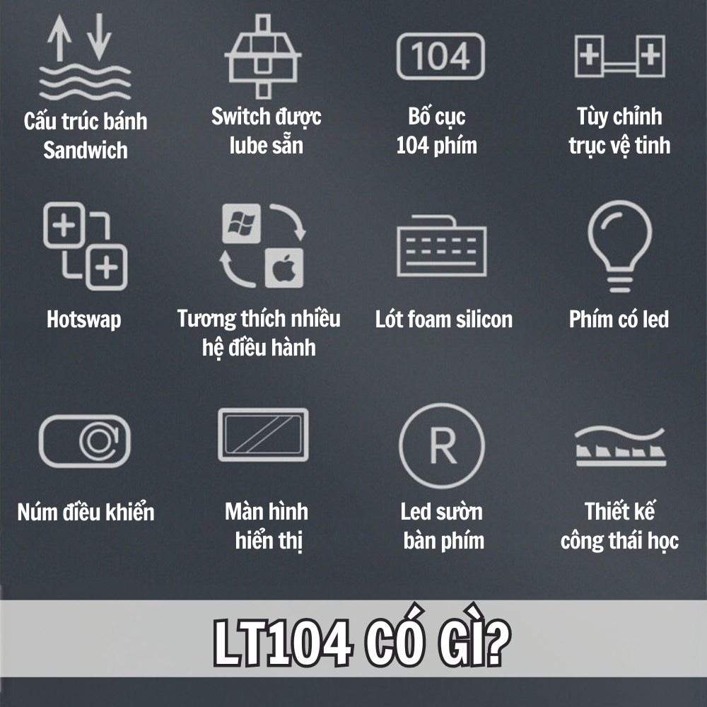 Bàn phím cơ LANGTU LT104 Hotswap, LED RGB 3 chế độ kết nối bàn phím cao cấp cho game thủ | BigBuy360 - bigbuy360.vn