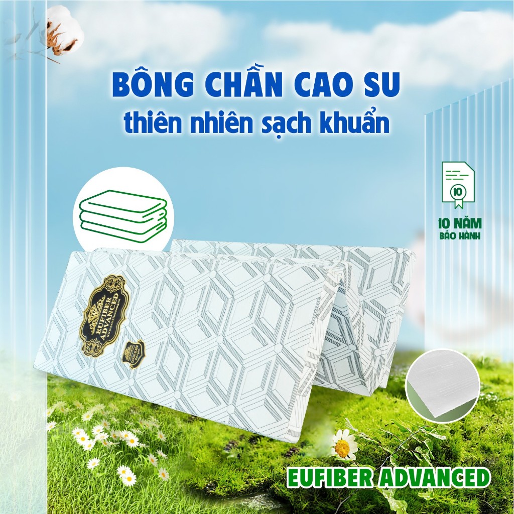 Nệm Đa Tầng Cao Su Bông Gấp 3 Eufiber Advanced Kim Cương, Êm Ái, Nâng Đỡ Cột Sống Tối Ưu