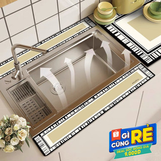 Thảm Thấm Hút Nước Bồn Rửa Bát Nhanh Khô TOAM, Chất Liệu Bùn Tảo Cát Cao Su Chống Trượt, Thảm Thấm Hút Nhà Bếp