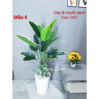  Cây giả trang trí mẫu cây giả 1 thân cao 1m1 tặng kèm chậu và cây điểm gốc 