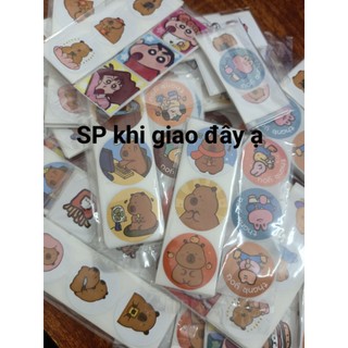 {có quà tặng} Tách lẻ 50-100 hình dán sticker Capybara (cắt từ cuộn)