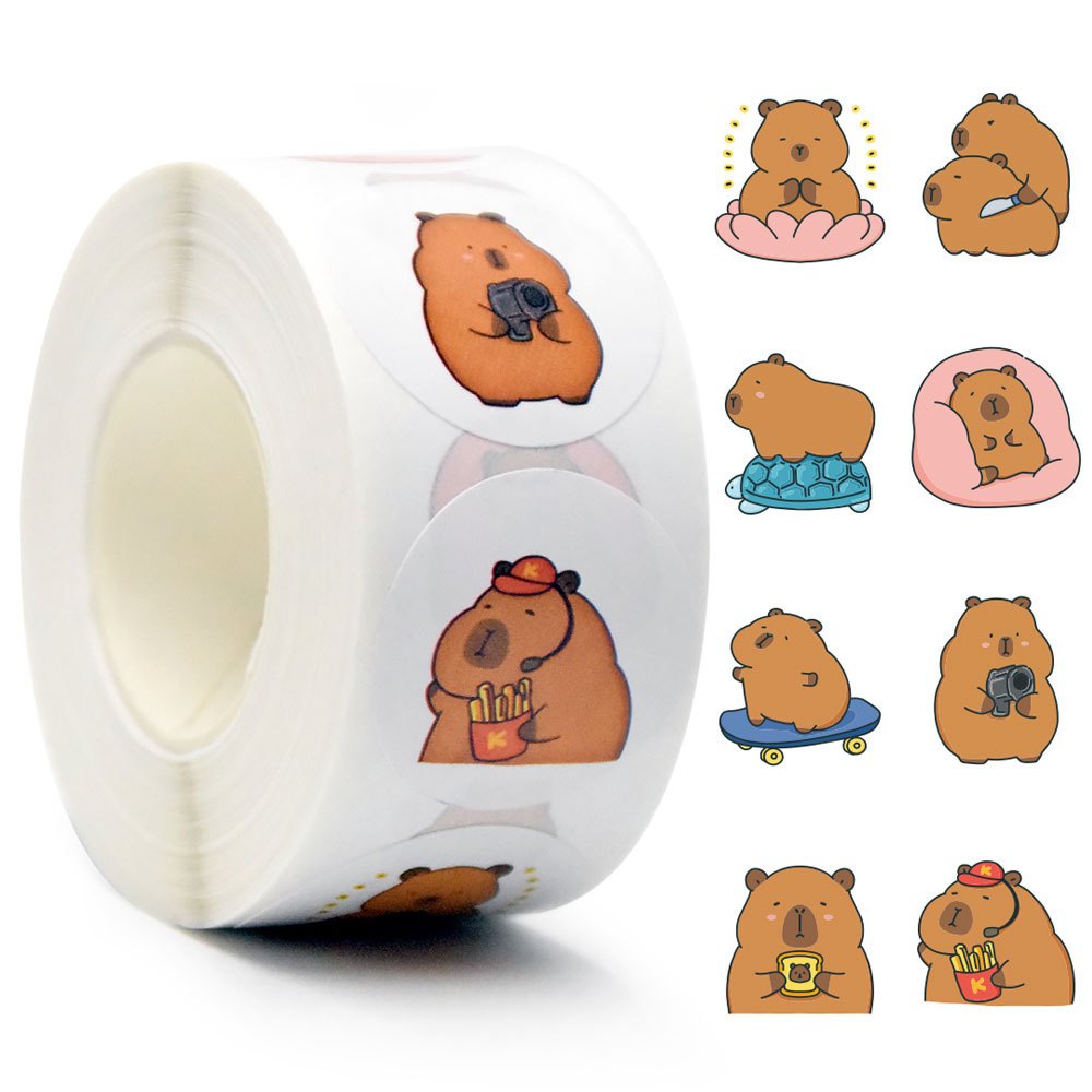 {có quà tặng} Tách lẻ 50-100 hình dán sticker Capybara (cắt từ cuộn)