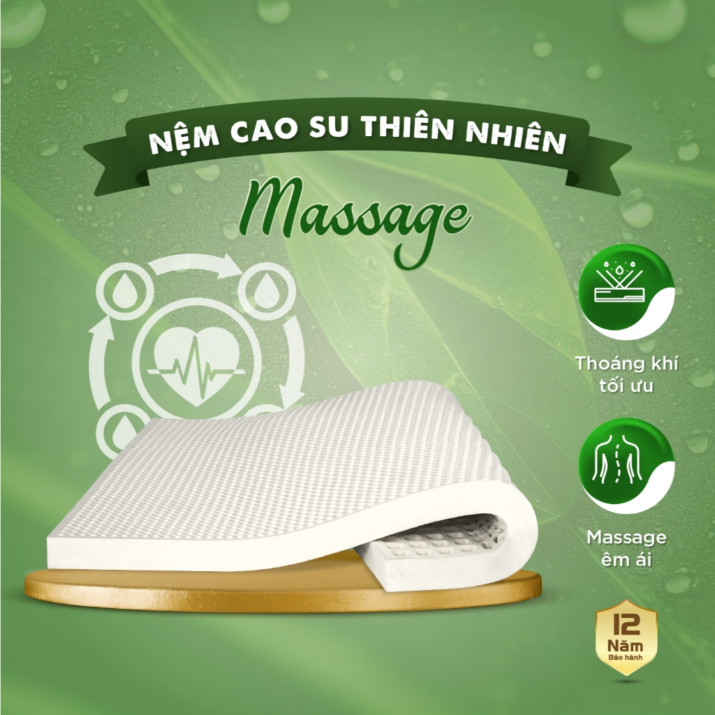 Nệm Cao Su Kim Cương Masa Feeling Good, Massage Lưng, Nâng Đỡ Cột Sống, Đàn Hồi Tối Ưu, Độ Bền Cao