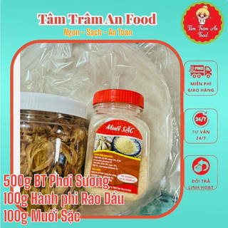 Combo 500g  tròn phơi sương, 100g hành phi giòn, 100g muối bột
