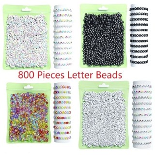  Set 800 hạt nhựa Acrylic in hình chữ cái mặt cười trái tim làm trang trí trang sức thủ công 