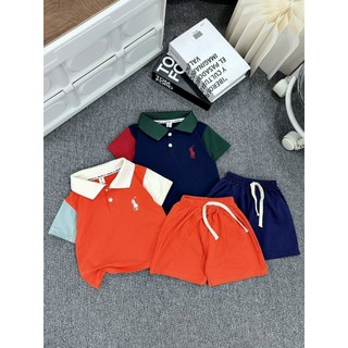 Bộ cổ bẻ thêu ngựa bé trai