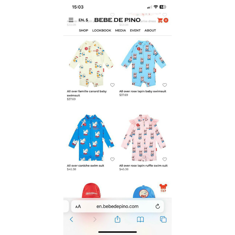 bộ bơi tay dài Bebe de pino