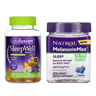 Combo Sleep Support natrol gummies melatonin kẹo ngủ vị mâm xôi tự nhiên nature 10mg 50v 90v