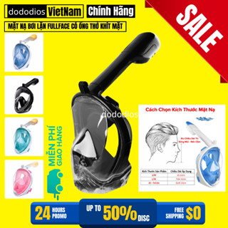 Mặt Nạ Lặn Biển Fullface - Chất Lượng Tốt - Có Ống Thở Khít Mặt Chống Thấm Nước - Hàng Chính Hãng Dododios