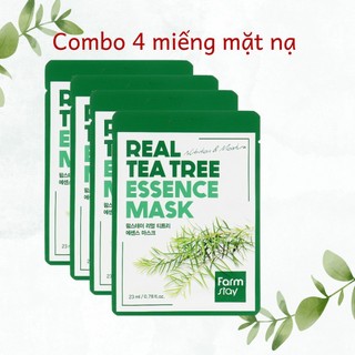 Combo 4 miếng mặt nạ tinh chất tràm trà Hàn Quốc Farmstay Real Tea Tree Essence Mask 23ml
