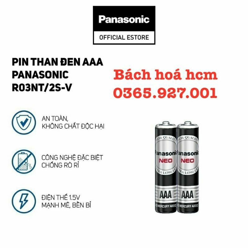 1 Hộp pin panasonic R03NT/2S (đen - AAA hộp 60 viên)