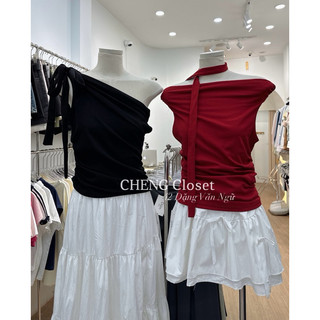 áo trễ vai cotton dây cổ