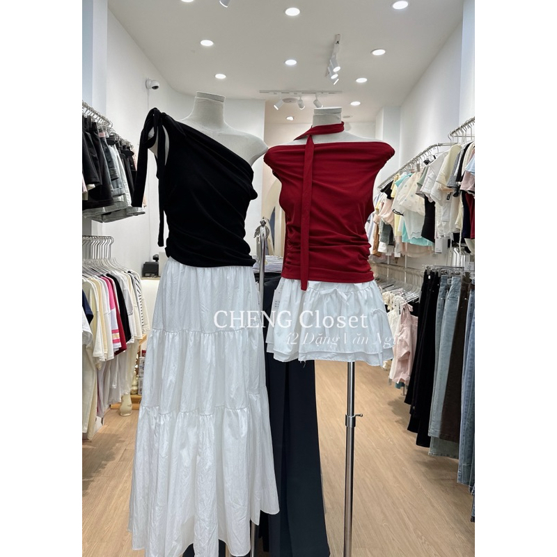 áo trễ vai cotton dây cổ