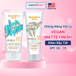 Kem chống nắng vật lý Australian Gold Botanical từ thực vật Úc, chống nắng nâng tone, kiềm dầu da nhạy cảm SPF 50-70,Mỹ
