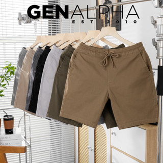 Quần short kaki lưng thun cao cấp mẫu trơn dễ phối GEN ALPHA, quần short kaki nam dây rút GEN454
