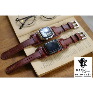 Tấm lót đồng hồ bundstrap quân đội da bò nâu đỏ ram leather b1 siêu bền chống mồ hôi, bảo vệ đồng hồ