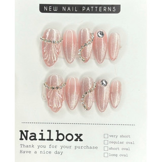  Móng TAY giả sơn gel hàn hàng nails boook thiết kế nền hồng thạch tiên cá đính đá siêu xinh by chichi nails box m650 