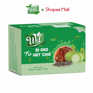 Trà bí đao hạt chia Wil có hạt chia thật trà hòa tan giải nhiệt hộp 168g (12 gói x 14g)