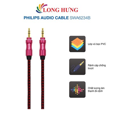 Cáp AV nối dài 3.5mm dây dù Philips Audio Cable SWA6234B - Hàng chính hãng