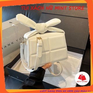 Túi đeo chéo rẻ đẹp 💖FREESHIP💖 Túi xách nữ dáng vuông xinh xắn phối nơ da pu trơn mềm hàn quốc PK 736