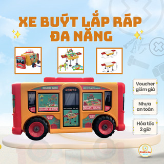 Bàn lắp ráp lego, ghép hình lego xe buýt lắp ráp đa năng 2in1 biến thành mô hình lắp ráp cho bé bonbon66.shop