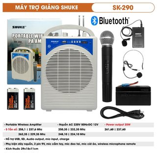 Máy Trợ Giảng SHUKE SK-290, S8, CD-215A Có Hỗ Trợ Bluetooth - Loa trợ giảng không dây