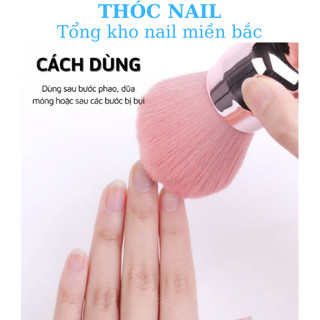 Chổi phủi bụi nail cán ngắn lông hồng – cọ phủi bụi nail chuyên dụng lông dày, mềm mượt