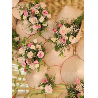 Nón lá mini viền đỏ phụ kiện decor, trang trí nhà cửa, sự kiện, đủ size 8-35cm sỉ lẻ hcm chính hãng Ưng decor