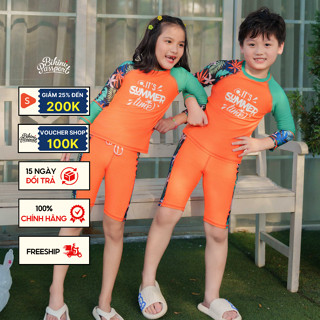 Đồ bơi áo tắm em bé BIKINI PASSPORT KID - kiểu unisex dạng quần lửng, áo có tay - màu Đen - KD046_BL