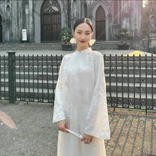 [Ảnh thật] Áo Dài Trắng Bạch Sư Thêu Kỳ Lân Sang Trọng Mặc Đi Tiệc Đi Chơi Số Lượng Có Hạn