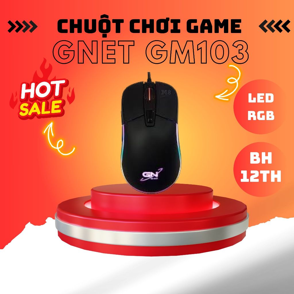 Chuột máy tính Gaming Gnet GM103 Chính Hãng RGB có led Chuyên Game - Bảo hành 12 Tháng 1 đổi 1