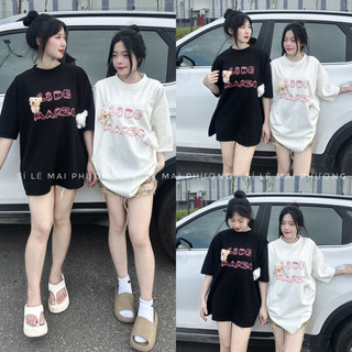 ÁO THUN NAM NỮ Demazon gấu Thêu Hồng
