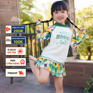Đồ bơi áo tắm em bé BIKINI PASSPORT Hai mảnh váy áo tay lửng - màu Vàng - KD024_YL