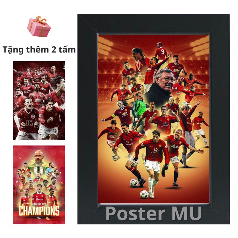 khung ảnh Poster MU mùa 2008,1998,2023 kích thước A5 (18x24cm) dành cho anh em fan bóng đá sưu tầm t