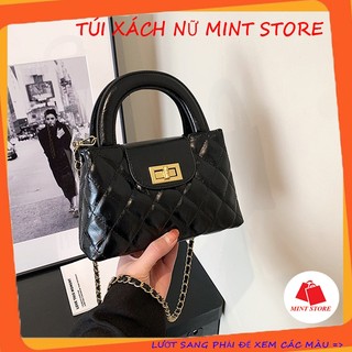 Túi Đeo Chéo Túi Xách Nữ 3 Ngăn Có Quai Cầm Khóa Xoay Thêu Chần Chỉ Da Mềm Trơn Đẹp PK 701