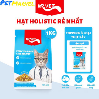  Thức ăn hạt Mr.Vet topping gà,bò đạm 30% cho mèo mọi lứa tuổi gói 1kg