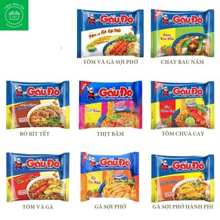Mì ăn liền gấu đỏ 63g/gói - sợi phở, tôm và gà, tôm chay cay, chay rau nấm,.... - mì gói gấu đỏ