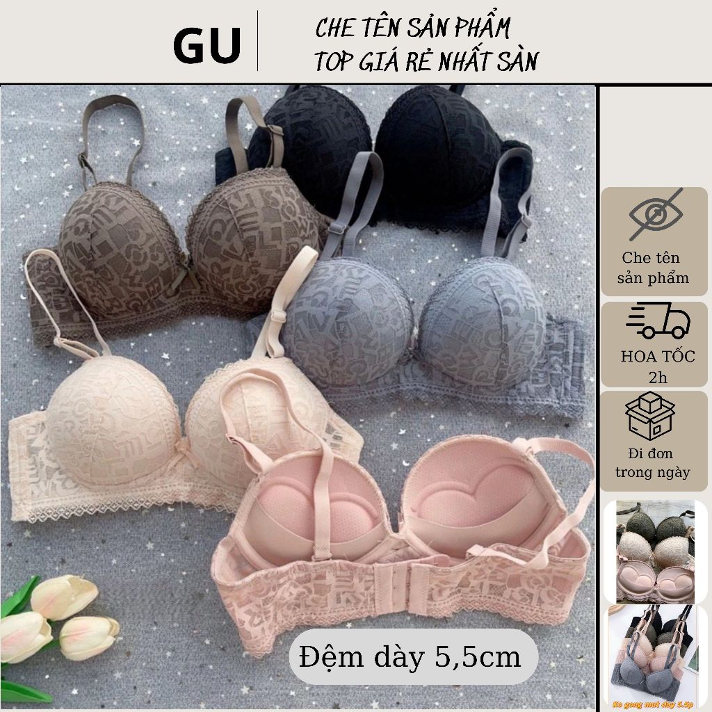 Áo lót đúc ren, Bra đúc su ren không gọng đệm dày 5.5 siêu nâng ngực MS912