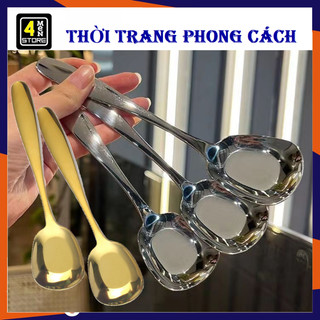 Thìa INOX Cán Dài Đầu Bầu Vuông Mẫu Mới Sang Trọng - Muỗng Ăn Cơm , Súp Bằng Inox Sáng Bóng Cao Cấp