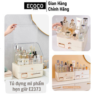 Hộp đựng mỹ phẩm ECOCO có hẹn giờ kèm khay đựng son+bông tẩy trang