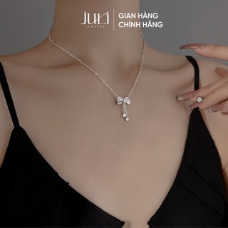 Dây chuyền bạc Nữ JULI nơ tiểu thư - Sang trọng & quý phái | Xi vàng trắng sáng bóng |Có giấy kiểm định bạc | VC158 JULI