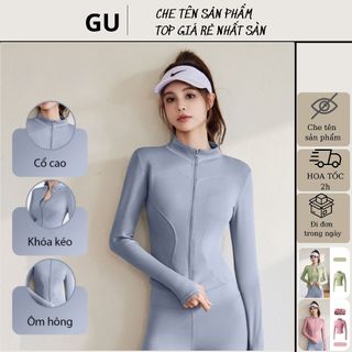 Áo khoác tập gym, Aó chạy bộ dài tay body ôm eo co giãn 4 chiều hàng cao cấp