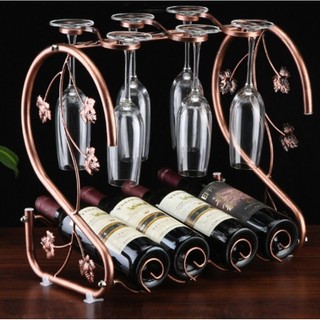 Kệ rượu vang kèm giá treo ly - KV 011. Sản phẩm không bao gồm ly và rượu