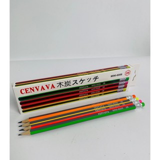 Hộp 12 cây bút chì 2b cenvava 6006 thân lục giác, độ cứng ruột chì 2b, màu đậm, viết êm và không gãy khi chuốt nhọn