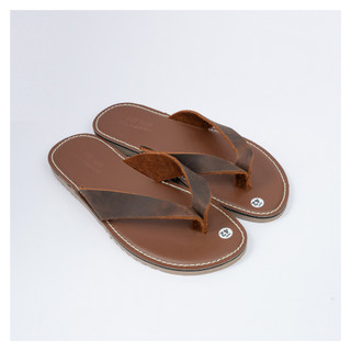 MH11 - Dép Sandal Da Bò Nam Nữ Quai Xỏ Ngón Đế Cao Su Đúc Nguyên Khối Thương Hiệu MEHAI
