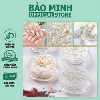 Hạt ngoc trai trang trí móng - Hạt trai mix bi sắt tạo kiểu trang trí nail - Hạt bi ngũ sắc