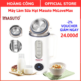 Máy Làm Sữa Hạt Masuto MsLoveMax 1.2L - Thủy Tinh Nắp Inox Cường Lực Xay Hạt Nhuyễn Mịn Chống Trào - 6 Chế Độ Nấu
