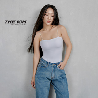 THE KIM Áo 2 dây ngang ngực sợi bún ( có mút ngực ) cao cấp , dáng dài sơ vin cotton 2 lớp vải A106